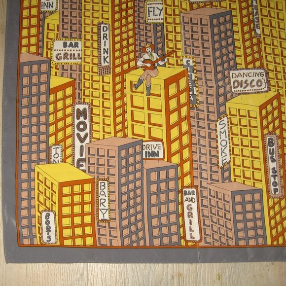 ❤️JORDACHE VINTAGE Nashville Country Disco Silk Scarf Bandana - Picture 4 of 7
